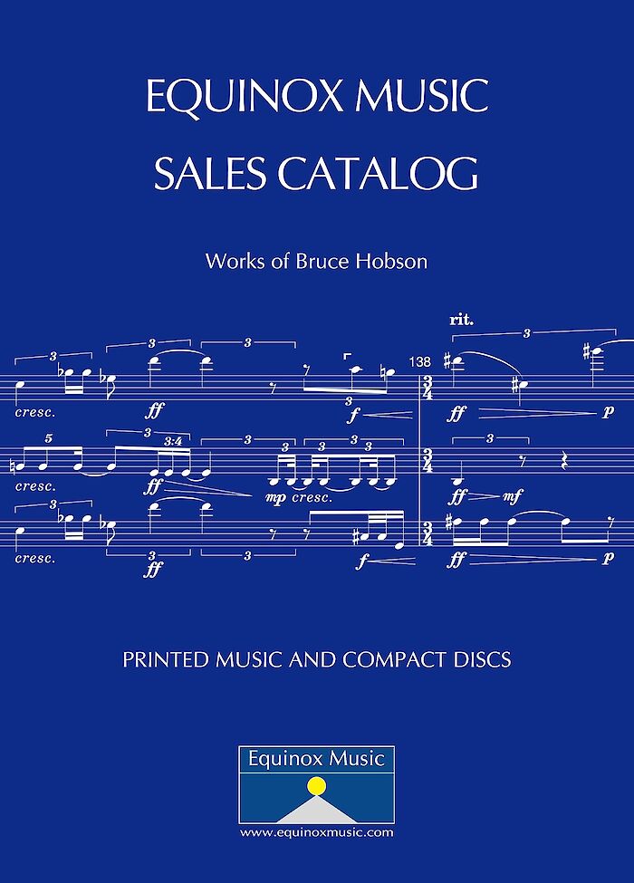 Equinox Music Catalog cover from 2002, designed by Bruce Hobson